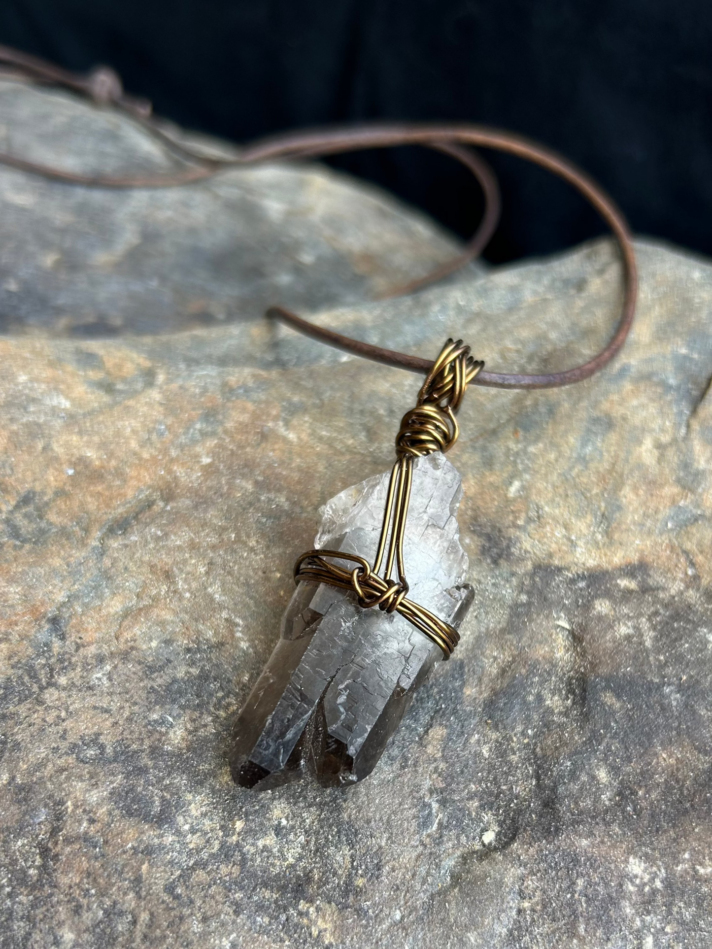 Smokey Quartz Crystal Cluster Pendant