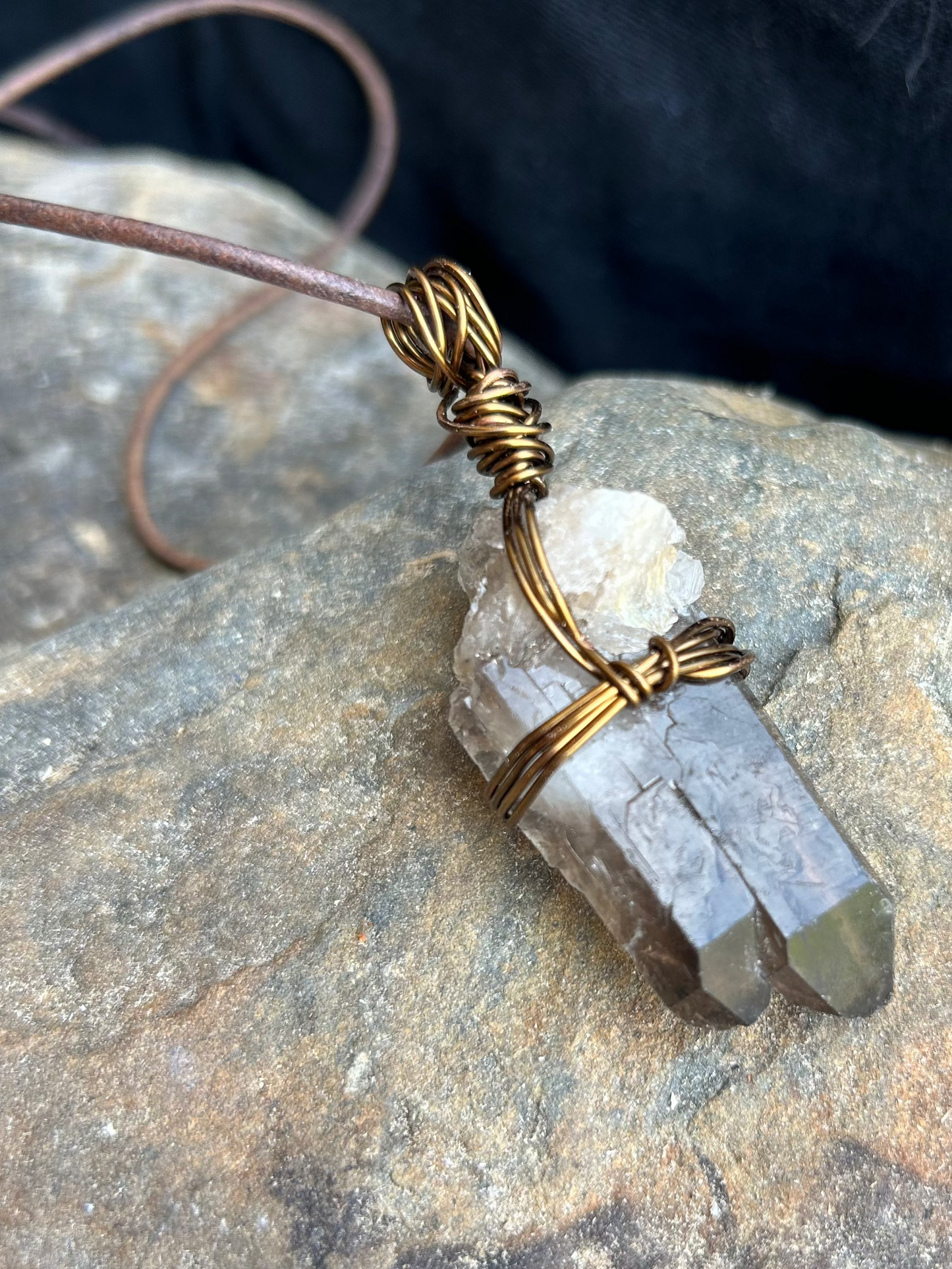 Smokey Quartz Crystal Cluster Pendant