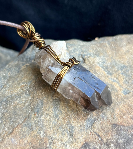 Smokey Quartz Crystal Cluster Pendant
