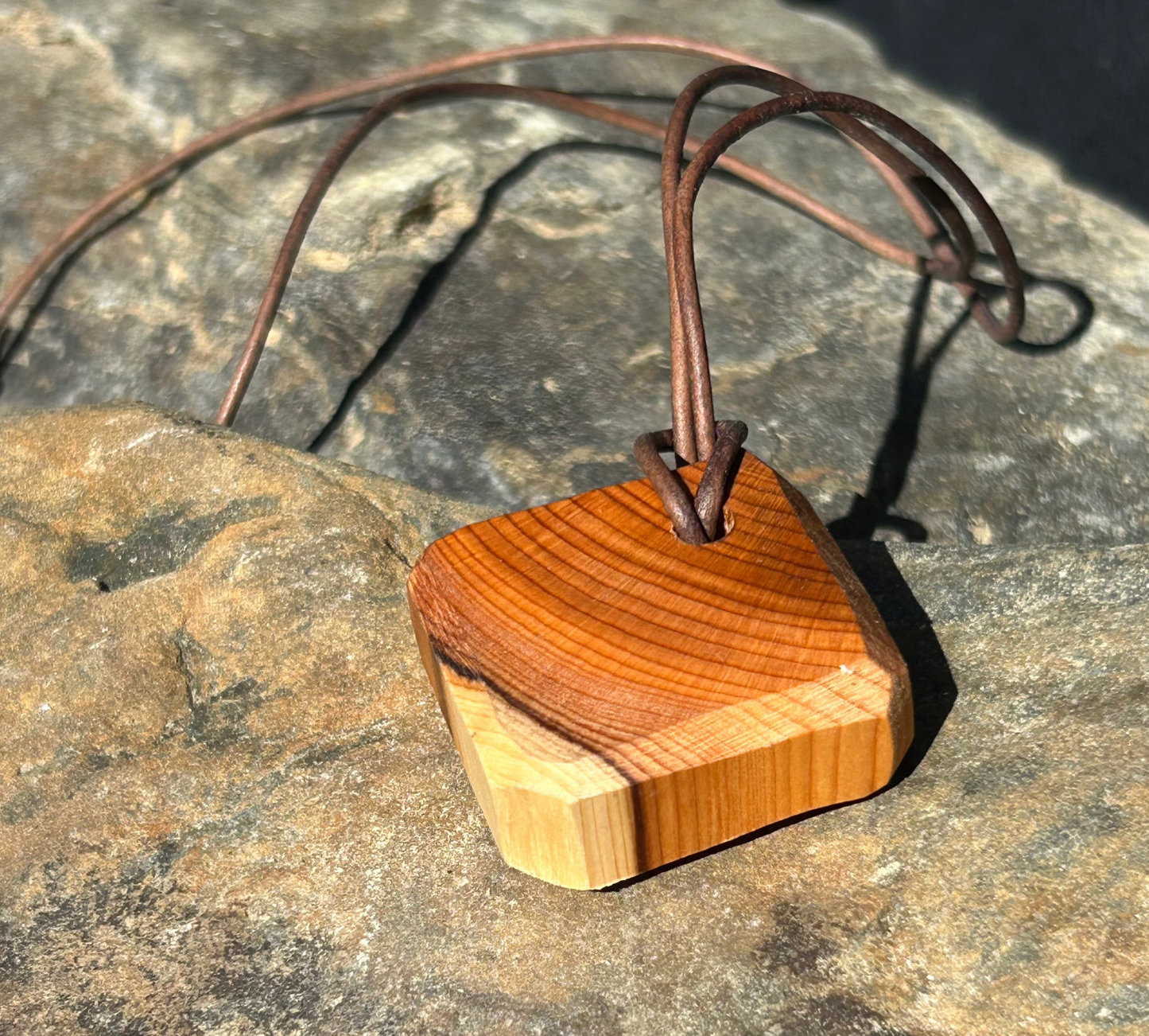 Ogham Oak-Duir Yew Wood Pendant