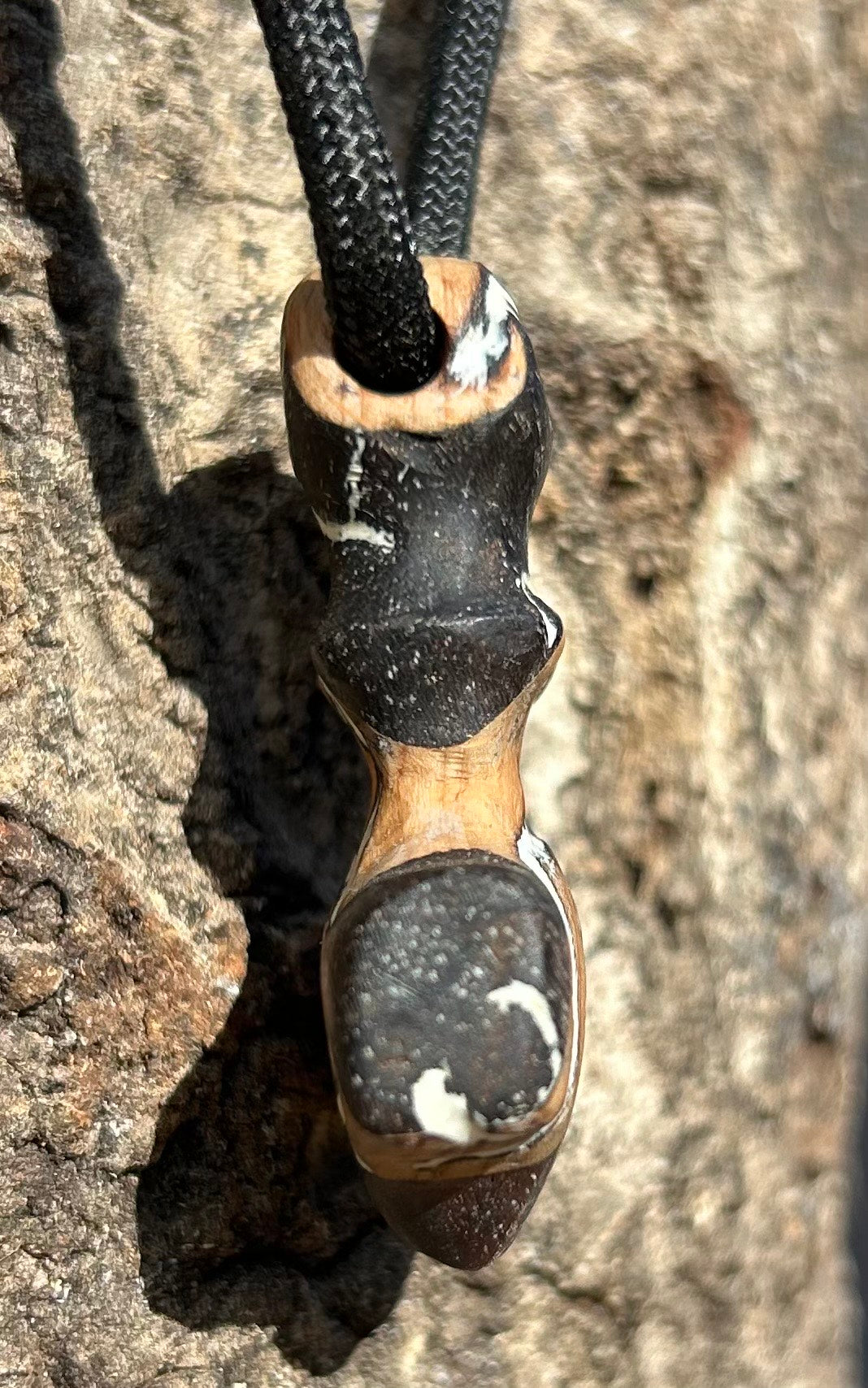 Multi Species Exotic Wood Mjolnir Pendant, Hand Carved with Glow Inlay