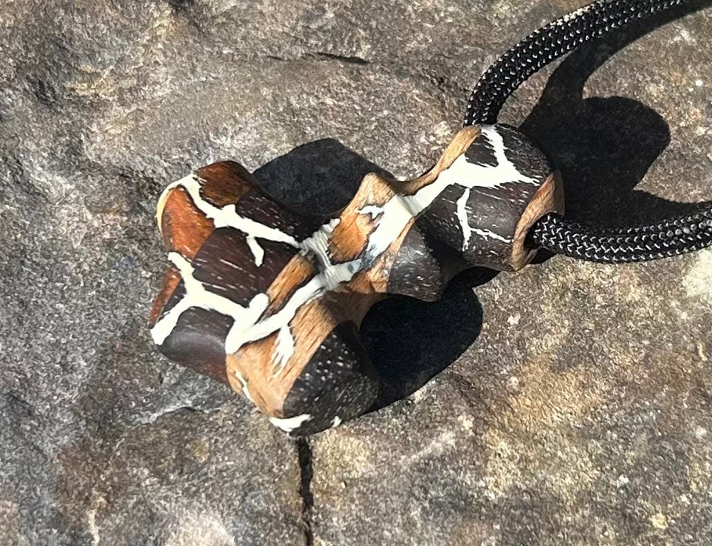 Multi Species Exotic Wood Mjolnir Pendant, Hand Carved with Glow Inlay