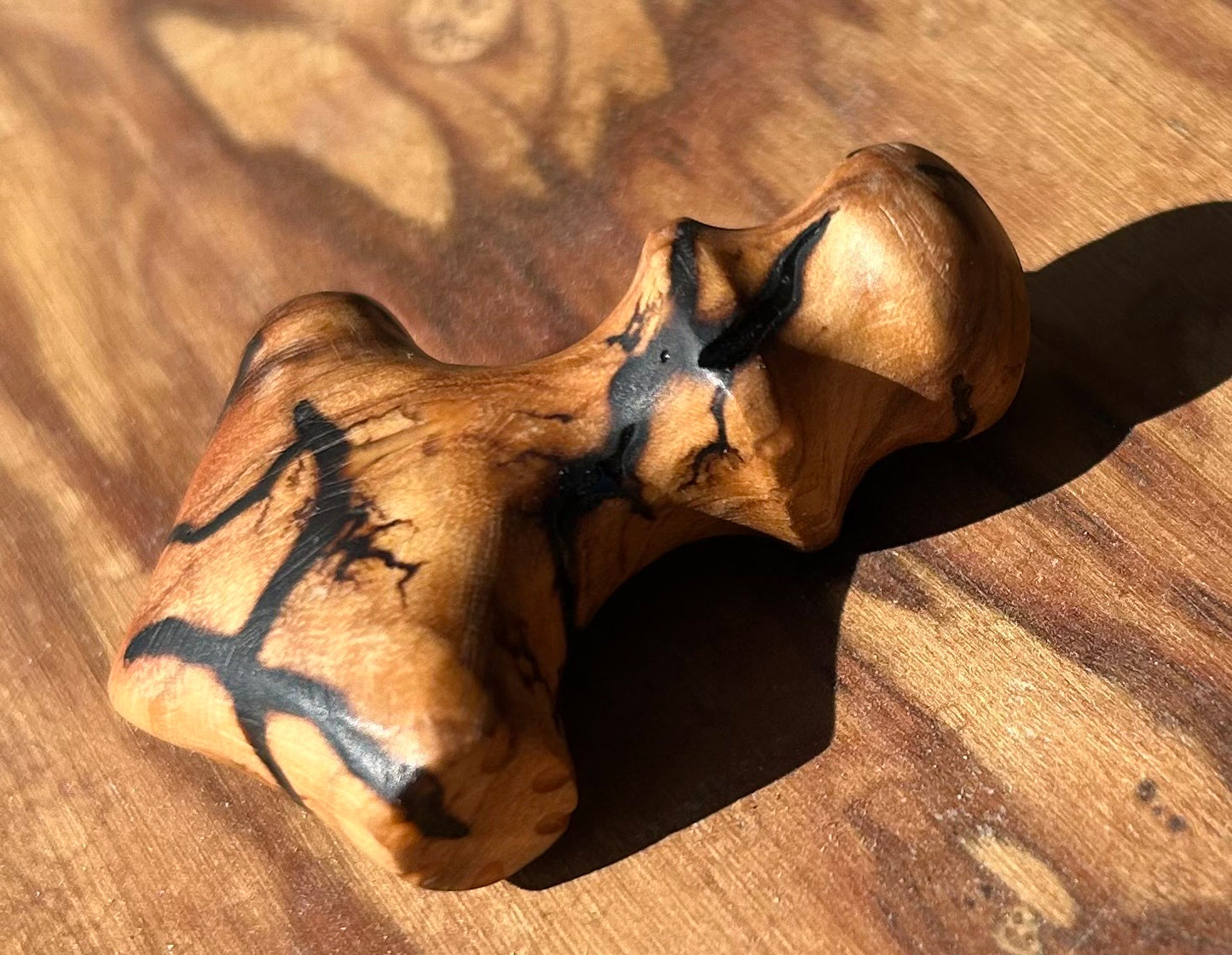Olive Wood Mjolnir Pendant, Hand Carved with Glow Inlay