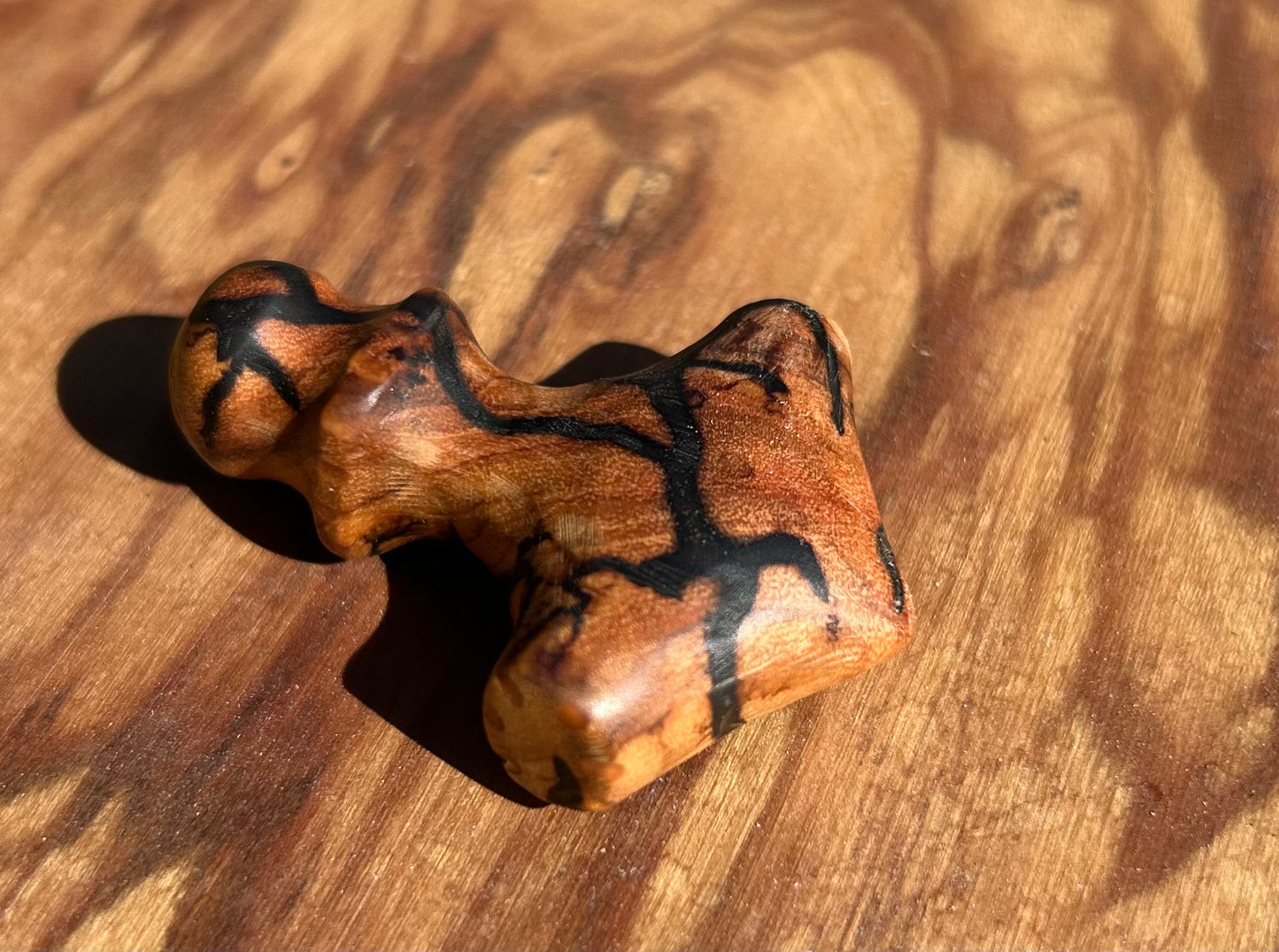 Olive Wood Mjolnir Pendant, Hand Carved with Glow Inlay