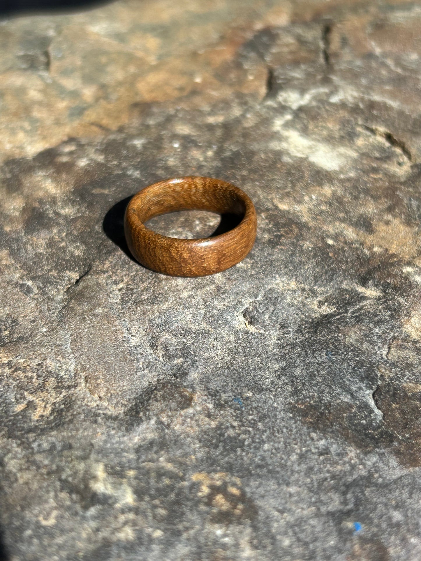 Teak Wood Turned Ring Size 7.5