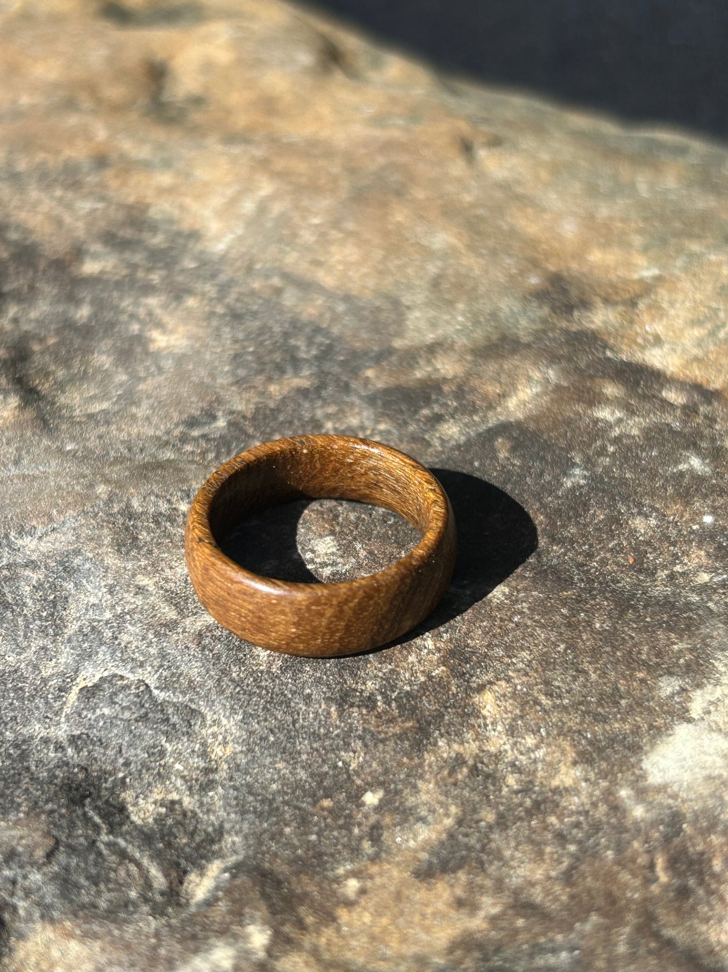 Teak Wood Turned Ring Size 7.5
