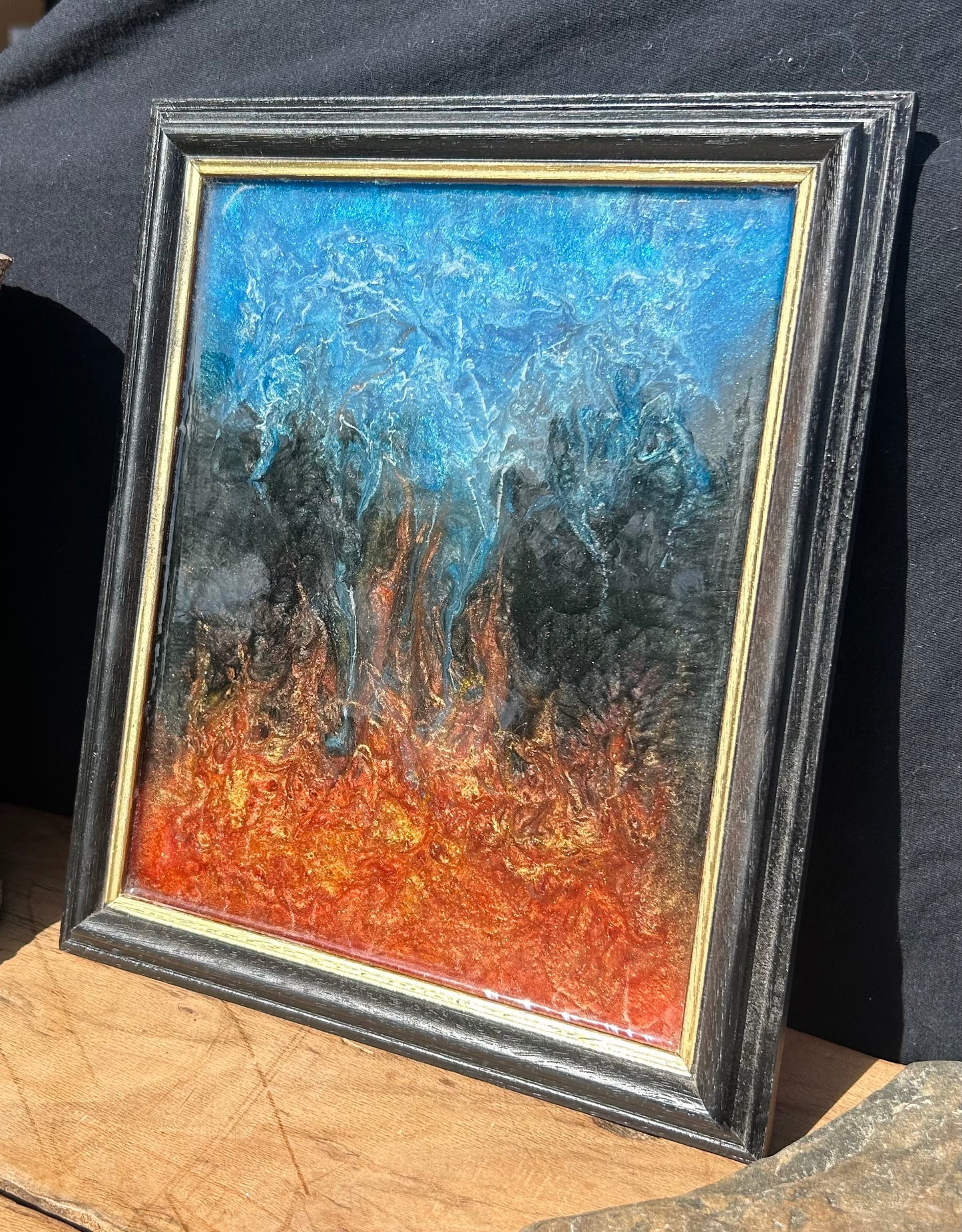 "Fire and Ice" Epoxy Painting