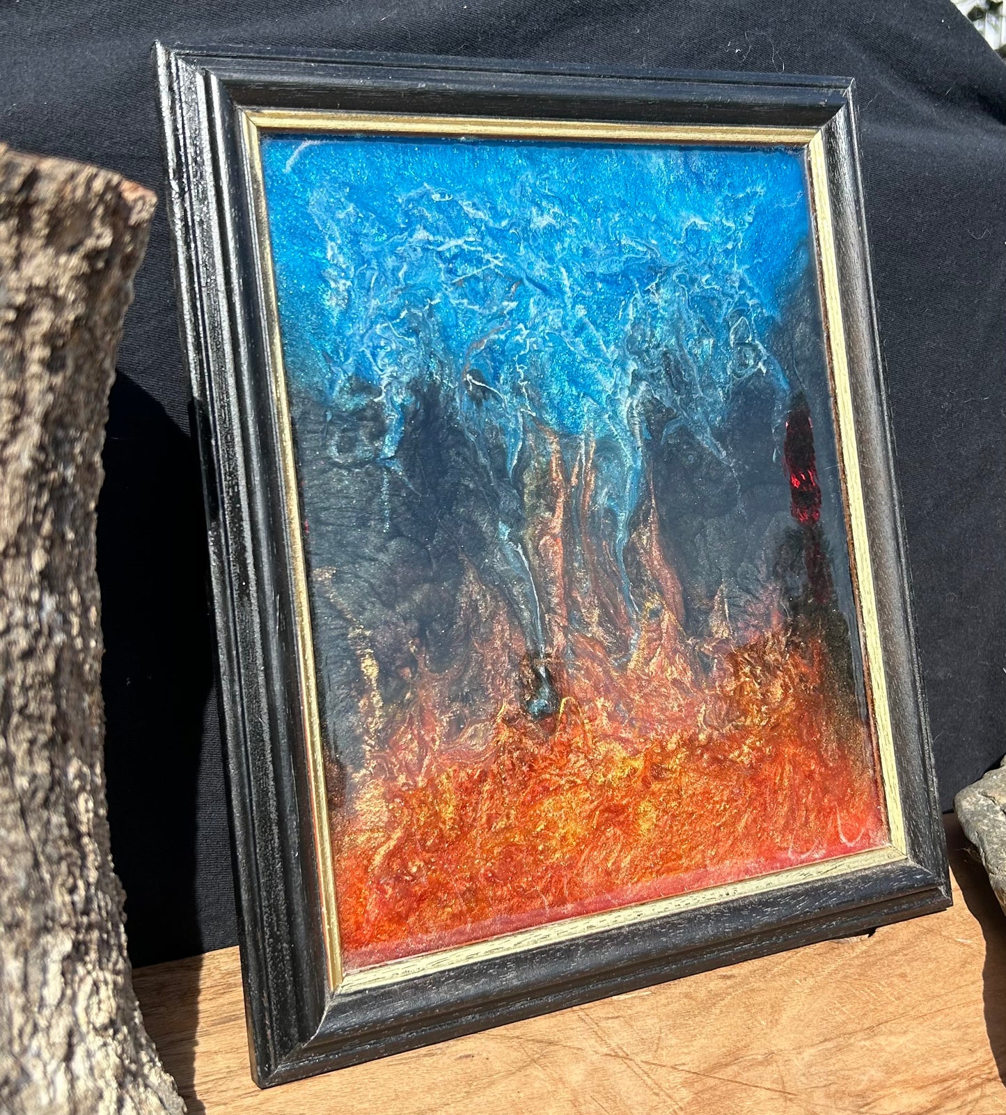 "Fire and Ice" Epoxy Painting