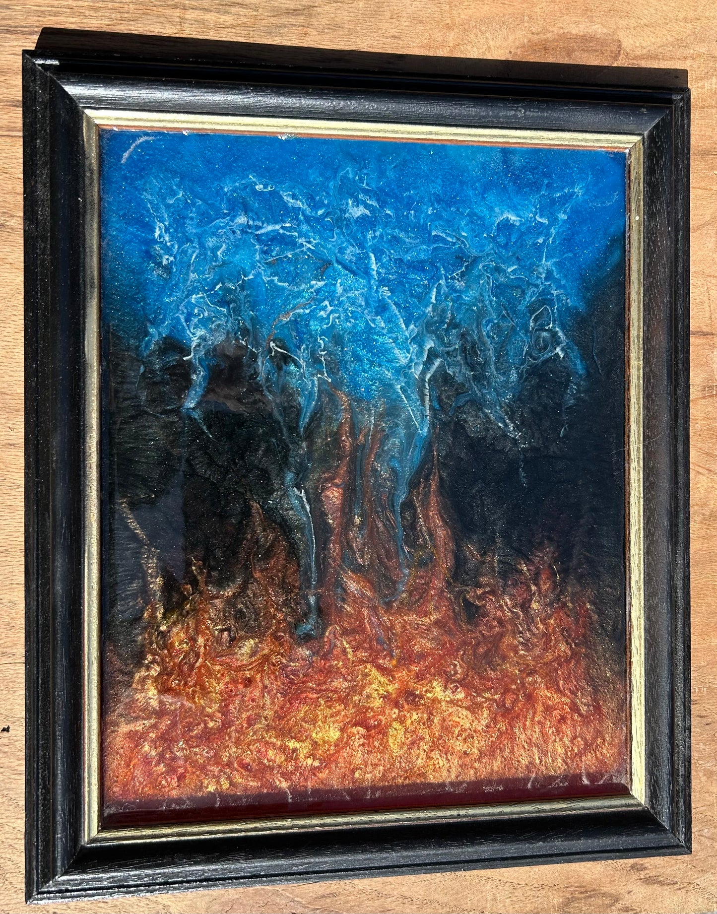 "Fire and Ice" Epoxy Painting