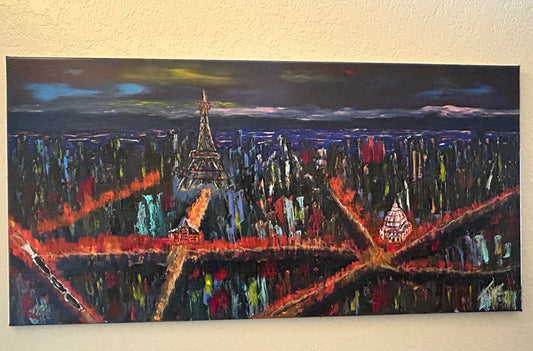 "Parisian Lights" Hand Painted on Canvas Original Signed by Artist