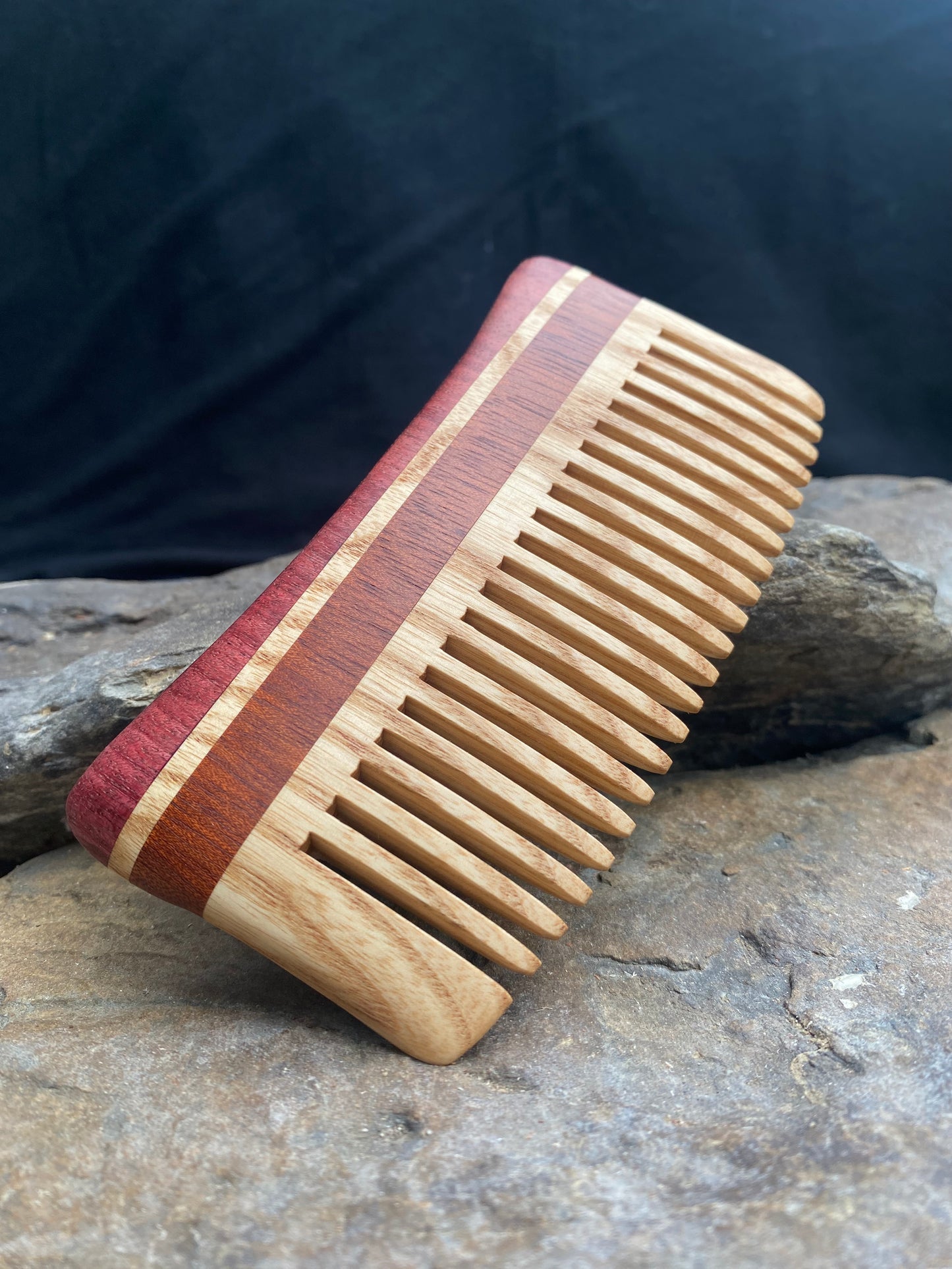 Handcrafted Exotic Blood Wood, Purpleheart and Ash Comb