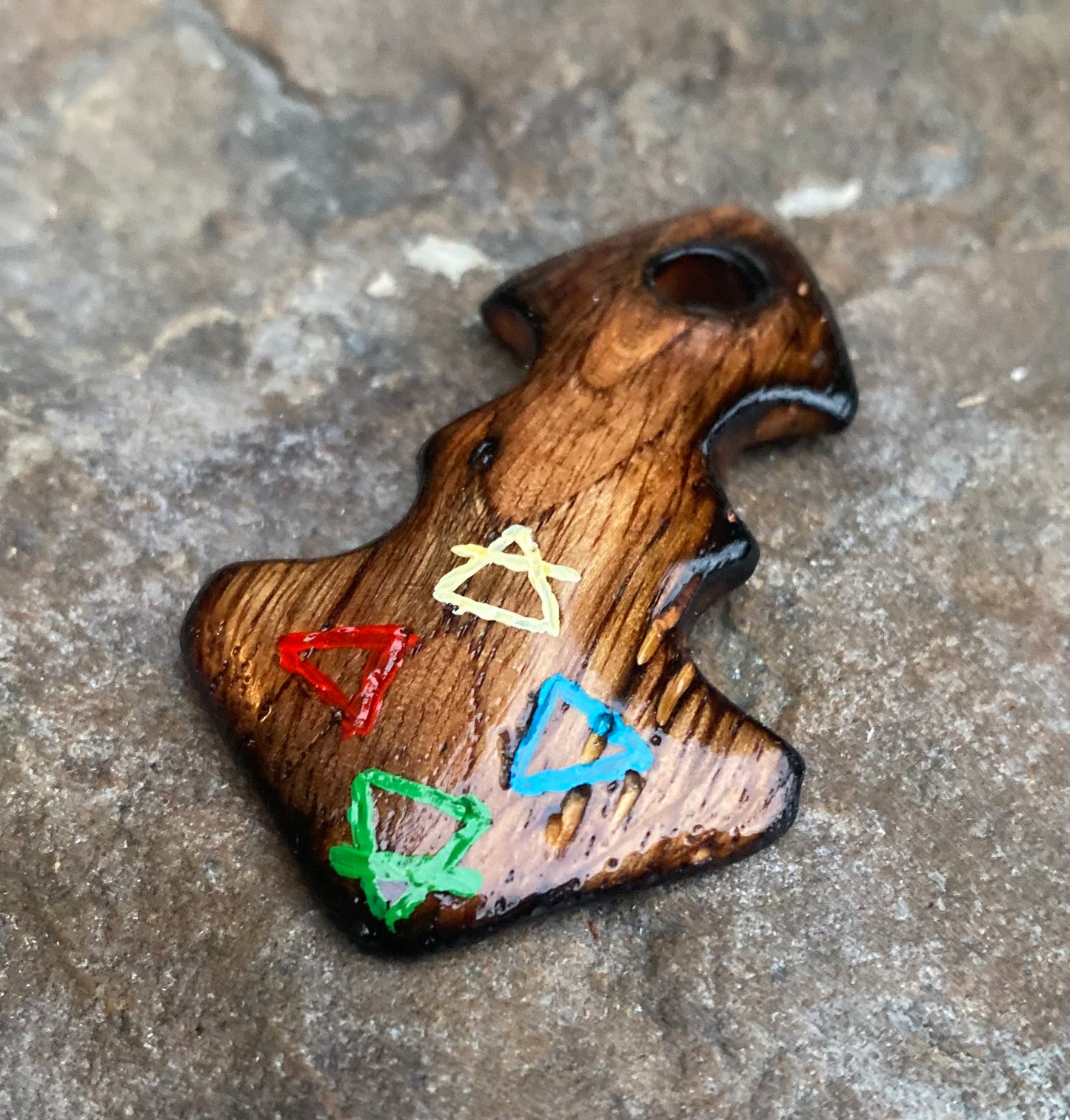 Handcrafted Mjolnir Pendant - Red Oak - 4 Elements Greek Symbols