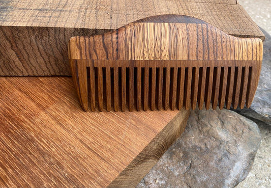 Handcrafted Teak and Zebrawood Comb